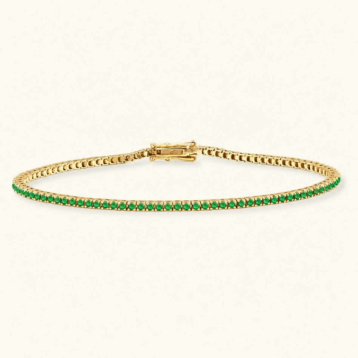 Emerald tennis bracelet rivière yellow gold 18K