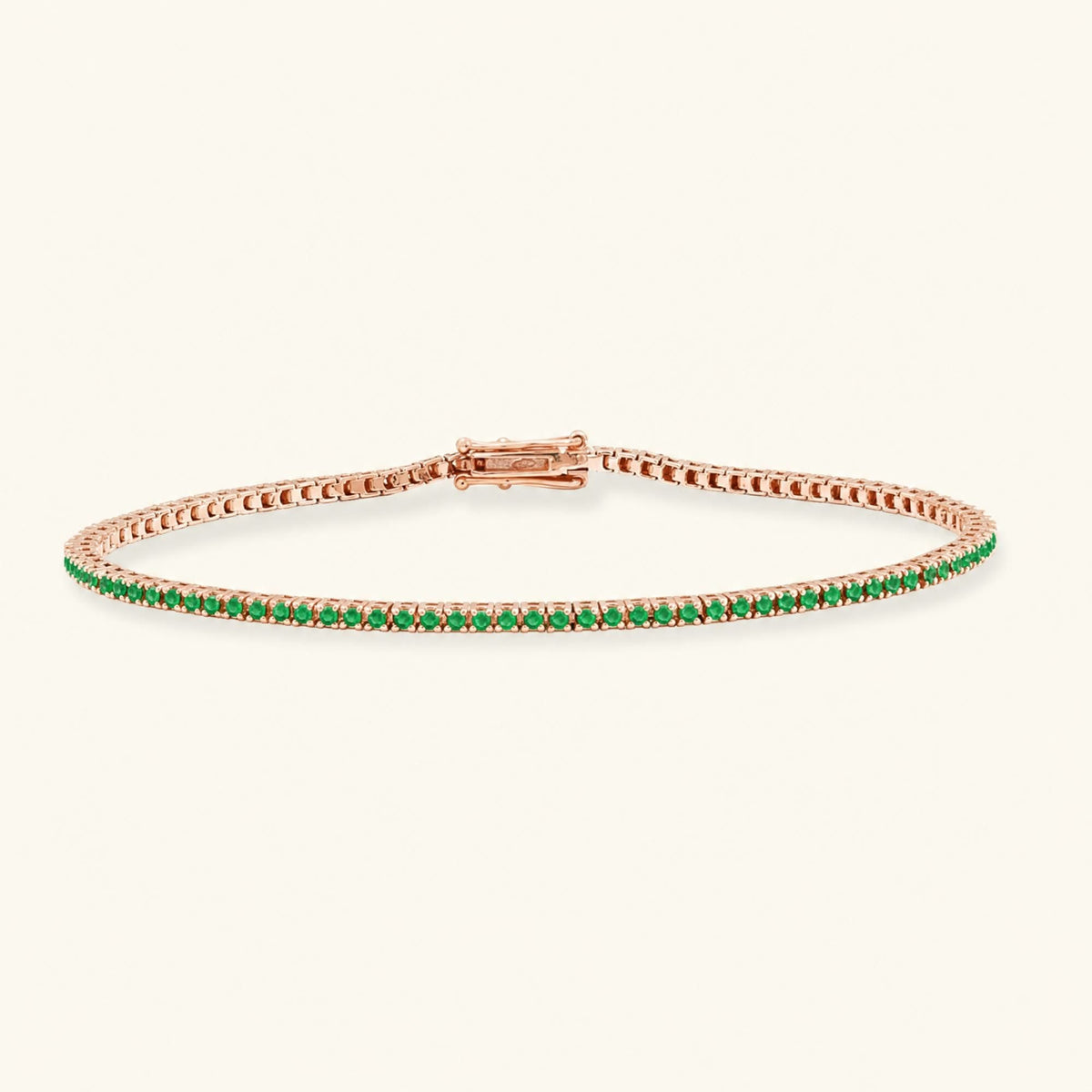 Emerald tennis bracelet rivière rose gold 18K