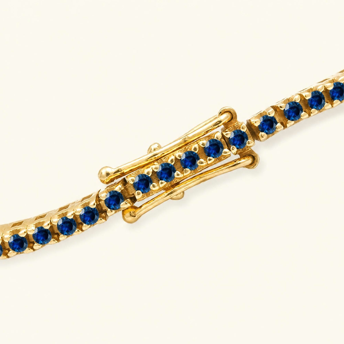 Sapphire tennis bracelet double security lock