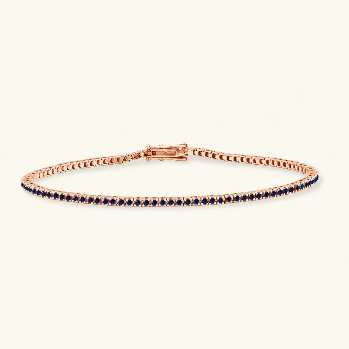 Sapphire tennis bracelet rivière rose gold 18K