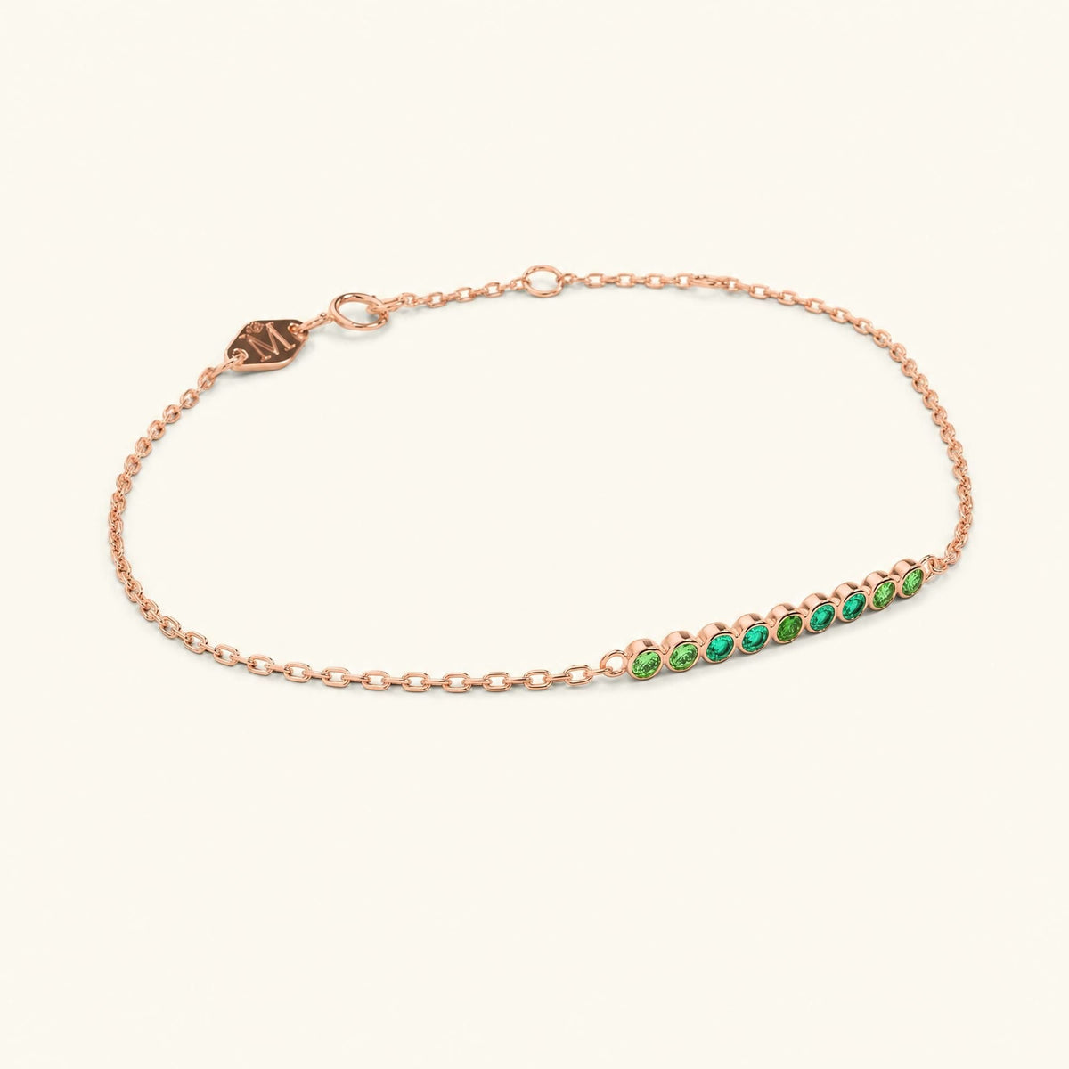Noor rose gold bracelet for women with emerald