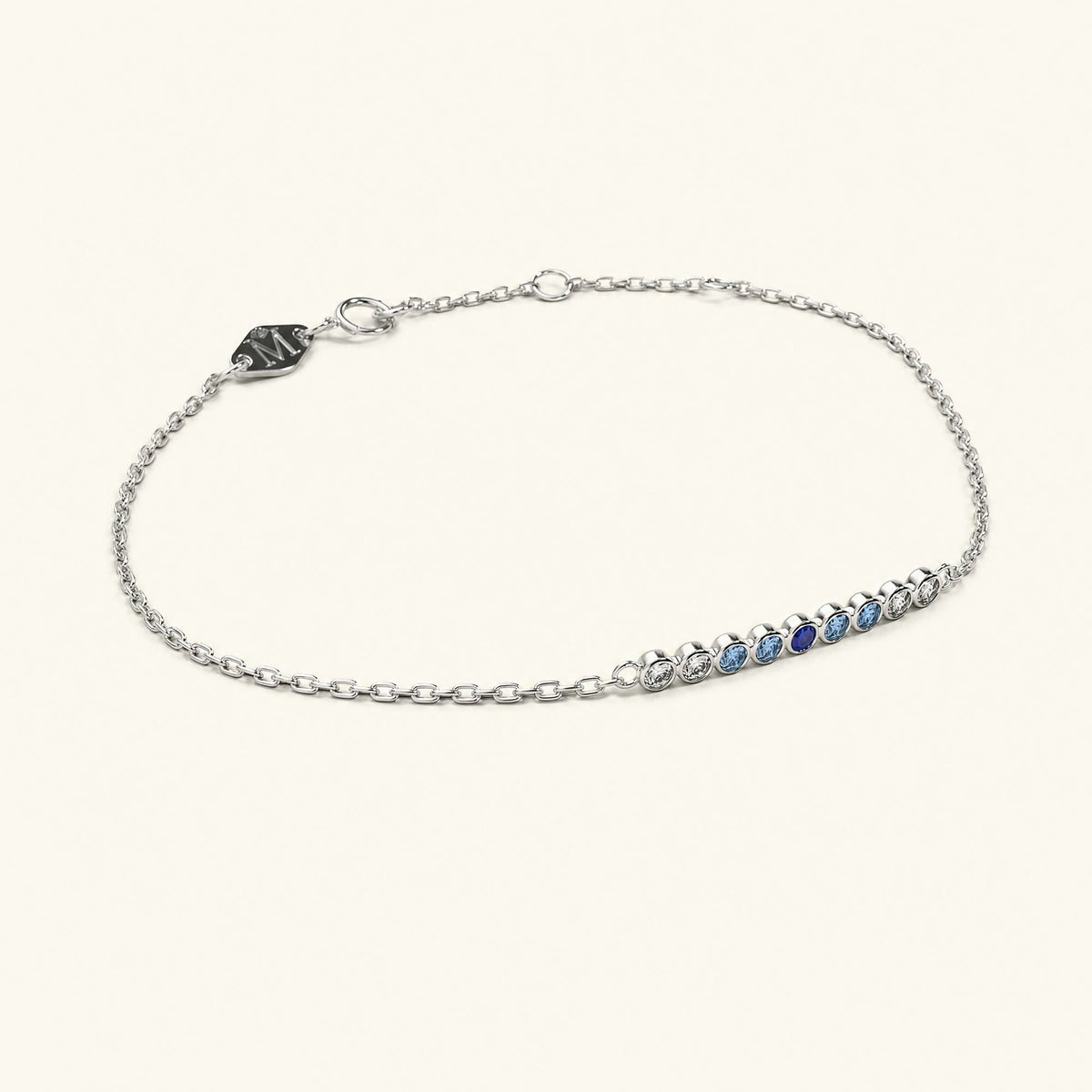 Noor white gold bracelet for women with sapphire