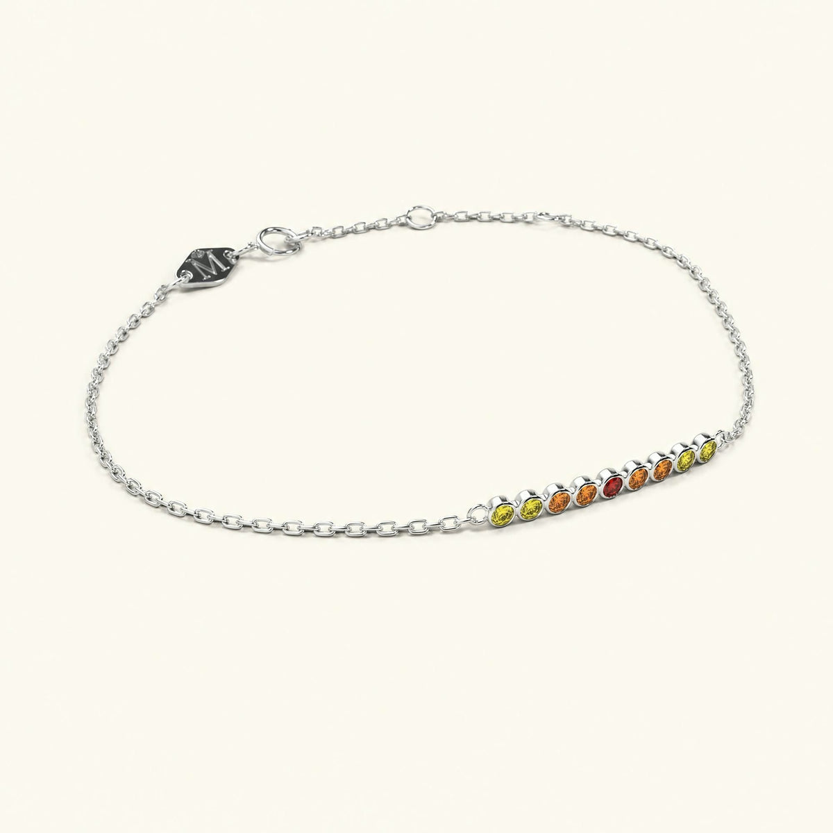 White gold Noor bracelet for women with orange sapphire
