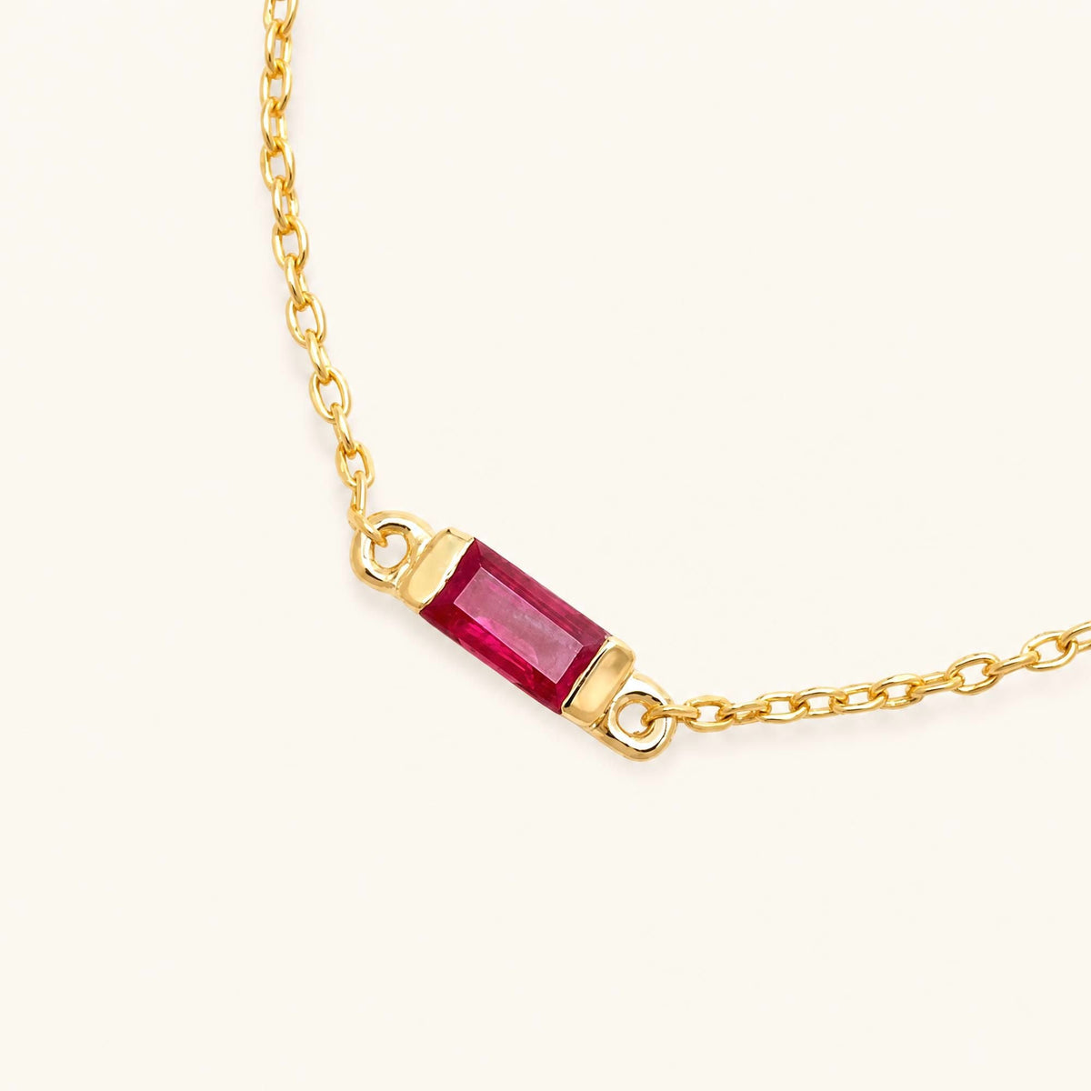 Shanti solitaire baguette ruby bracelet