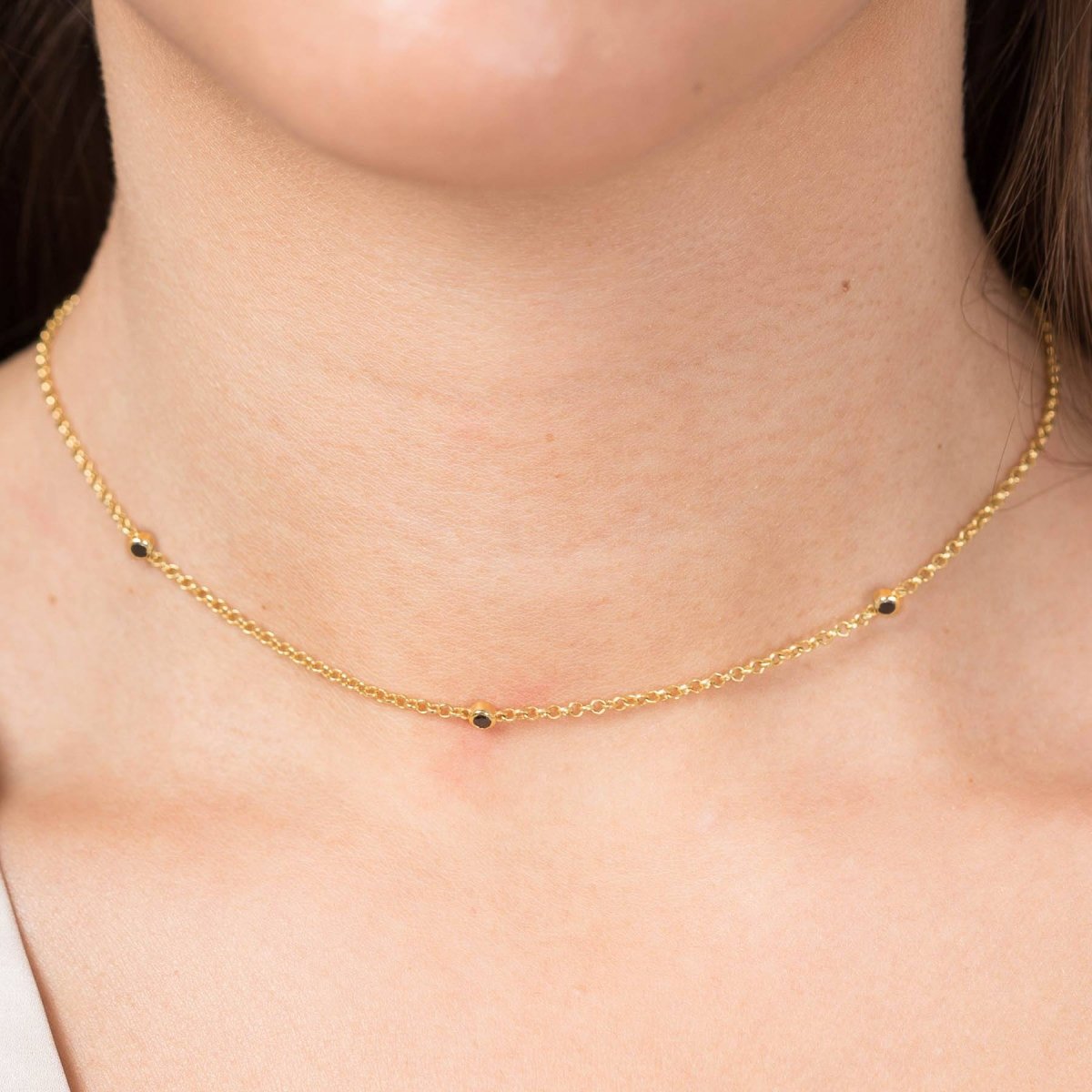 Asonya Black Diamond choker necklace in vermeil gold