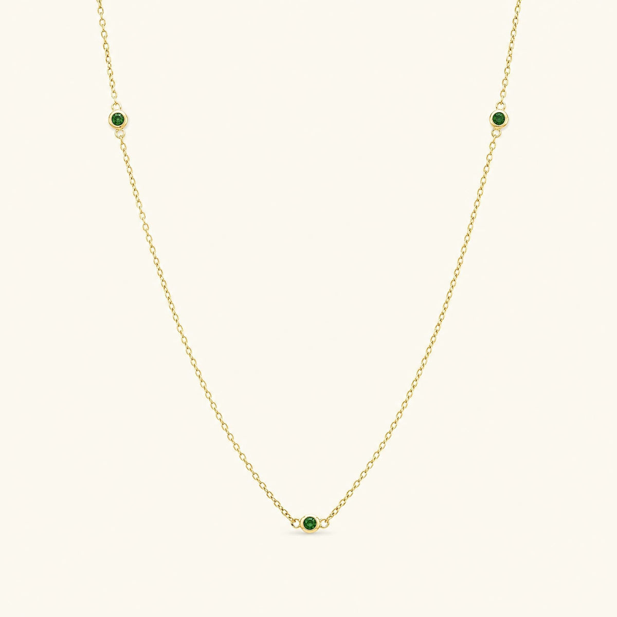 Choker necklace in vermeil gold and emerald