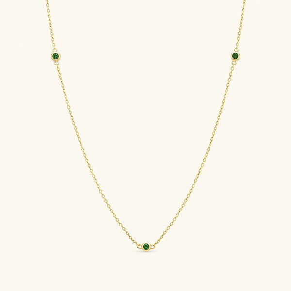 Choker necklace in vermeil gold and emerald