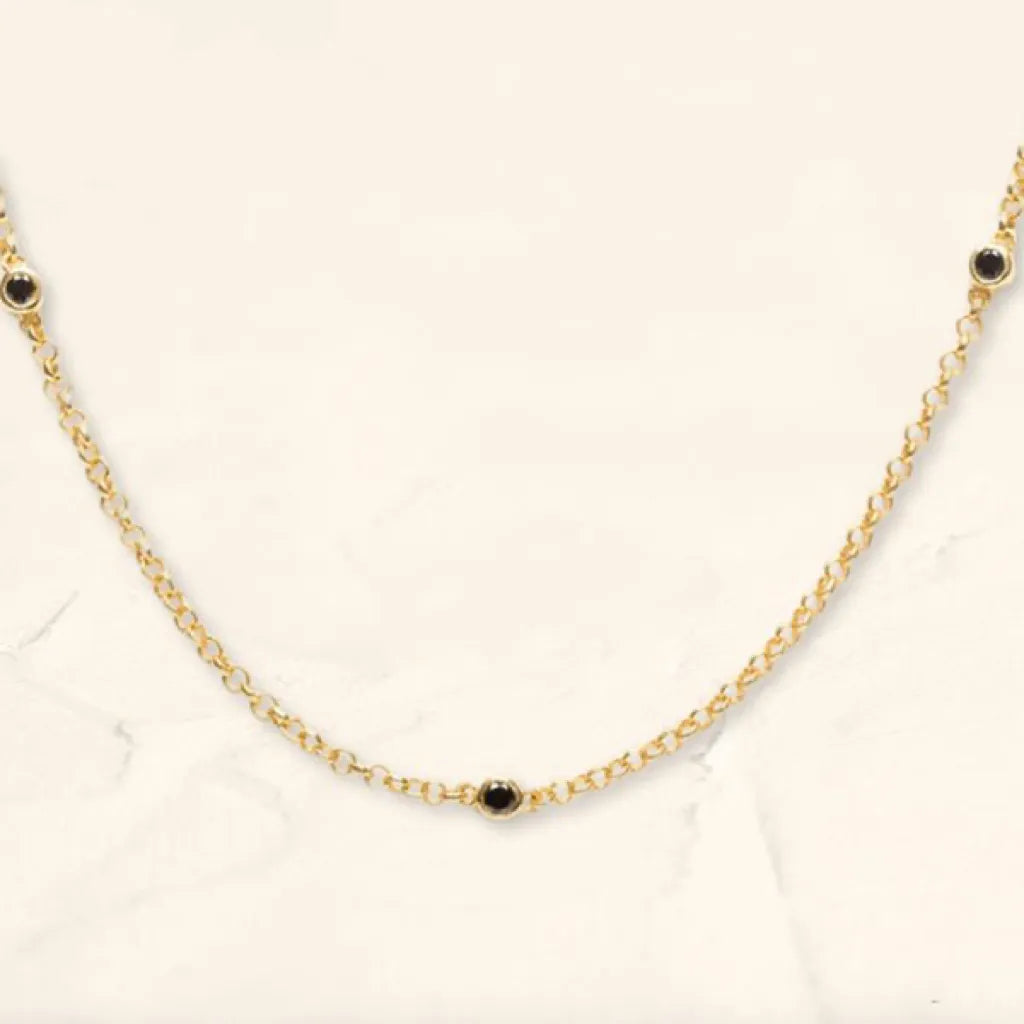 Asonya necklace in 18K yellow gold set with black diamonds, Mayuri collection