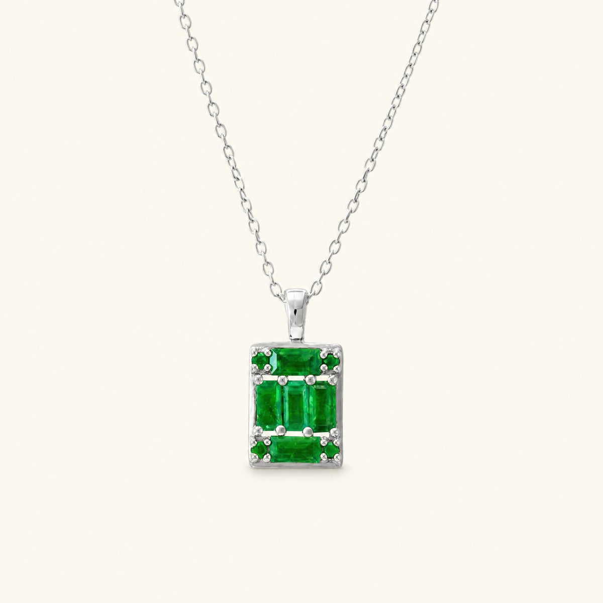 Alma emerald necklace white gold geometric