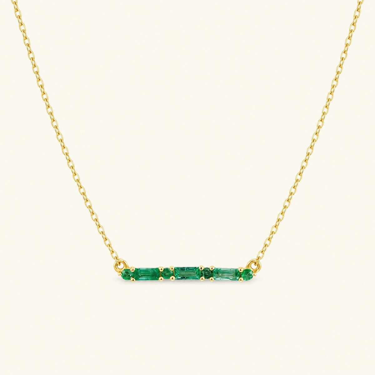 Bhagya horizontal geometric emerald baguette necklace