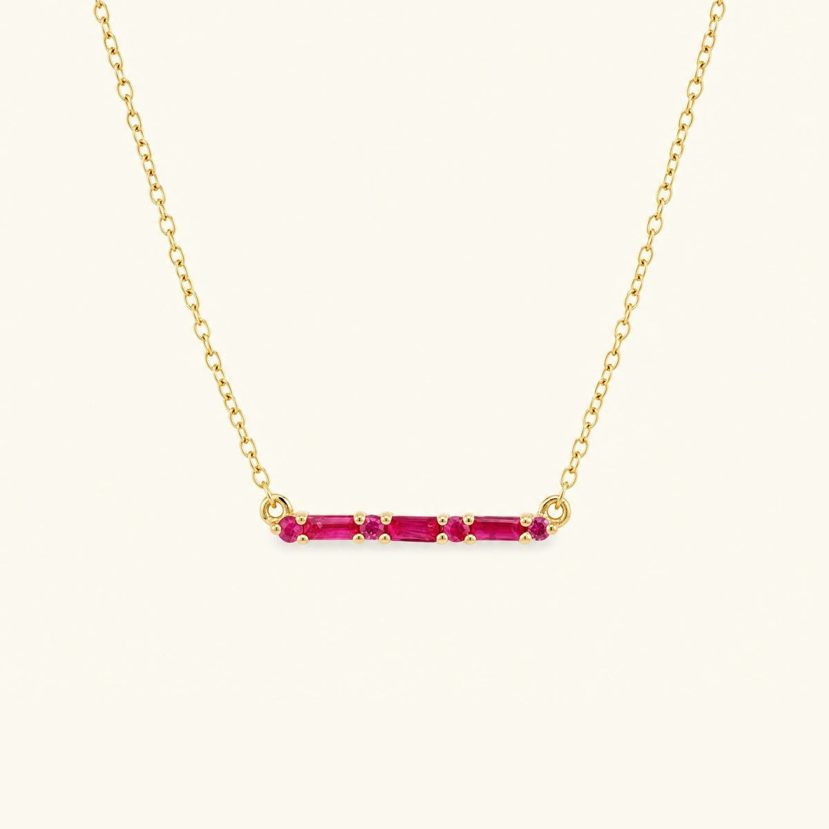 Bhagya horizontal geometric ruby baguette necklace