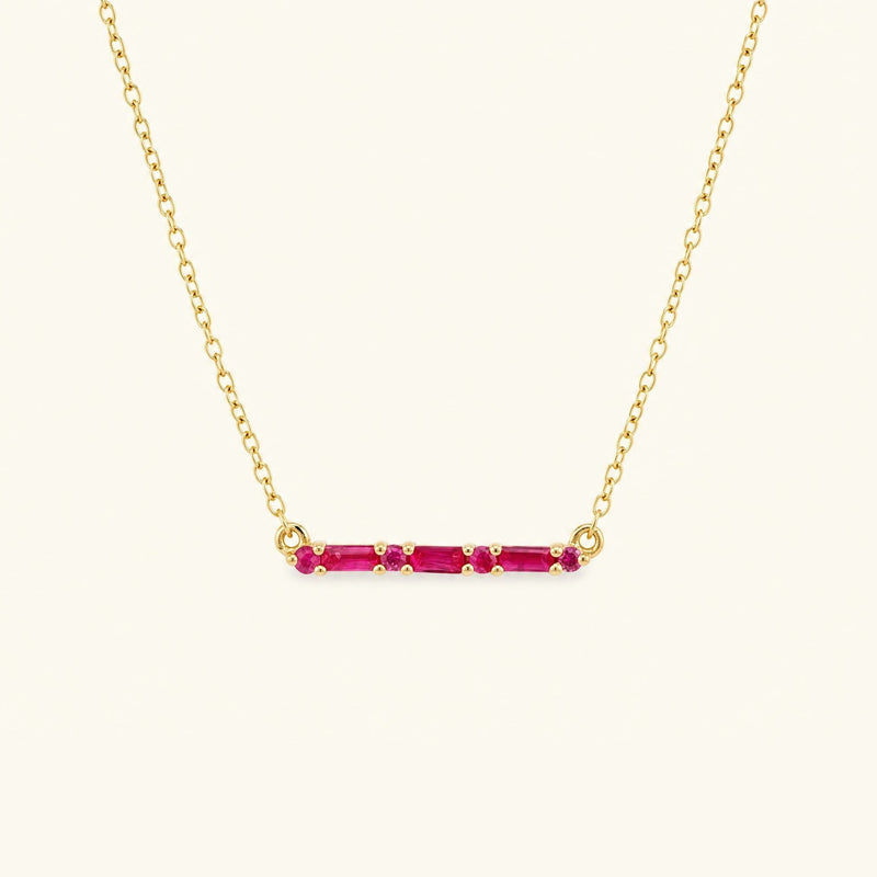 Bhagya horizontal geometric ruby baguette necklace