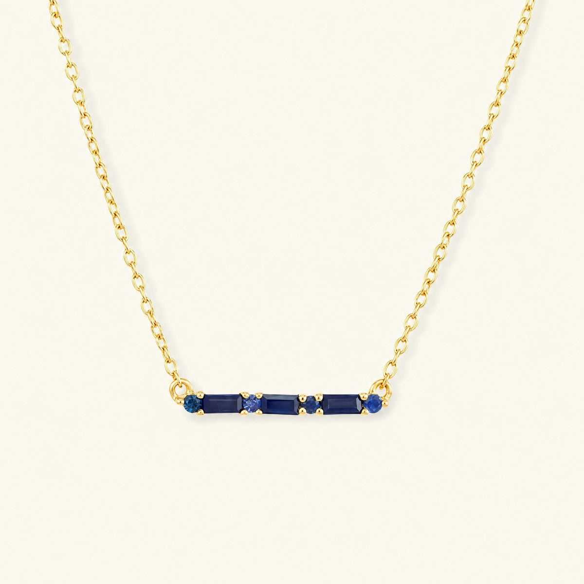 Bhagya horizontal geometric sapphire baguette necklace