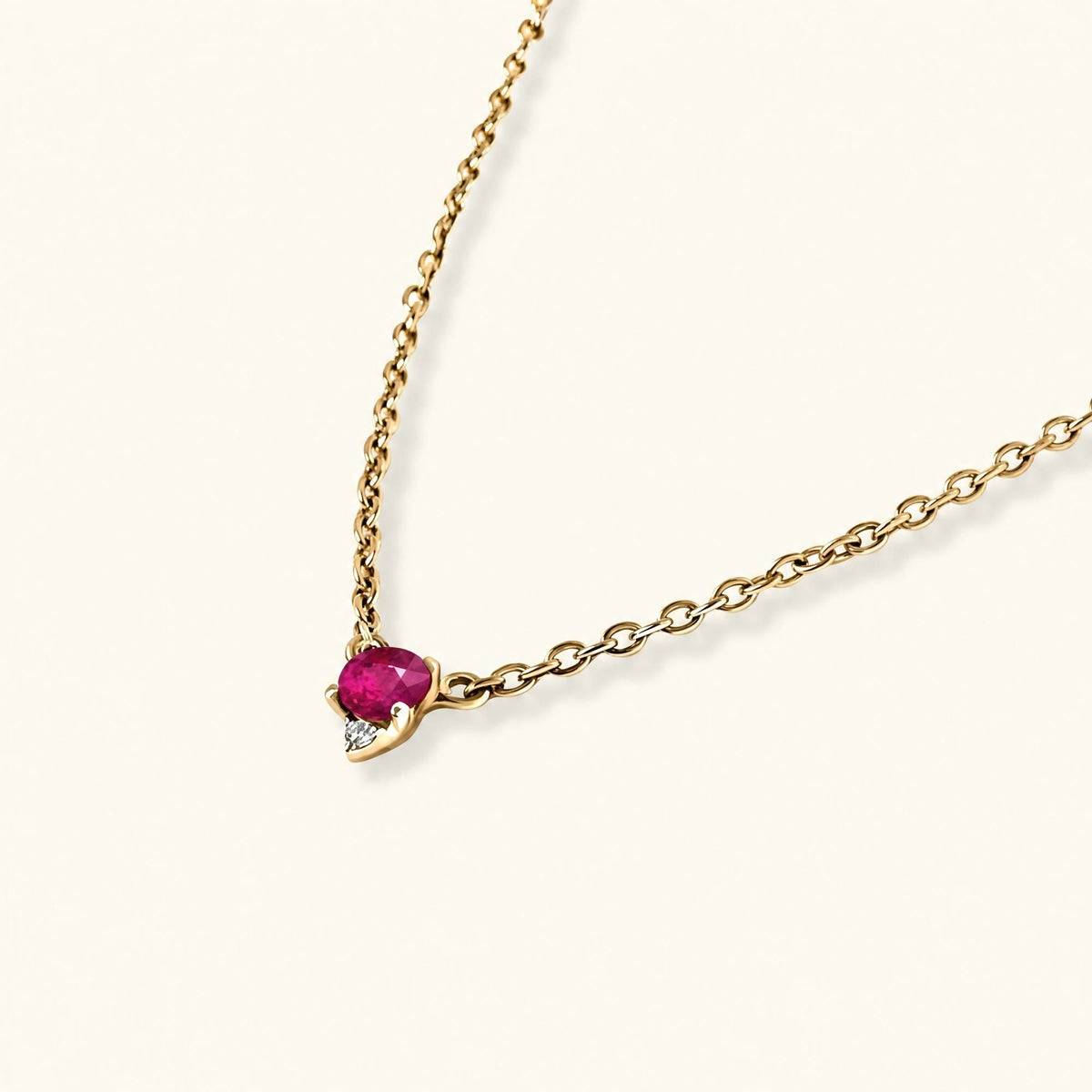 Ruby diamond necklace in vermeil gold