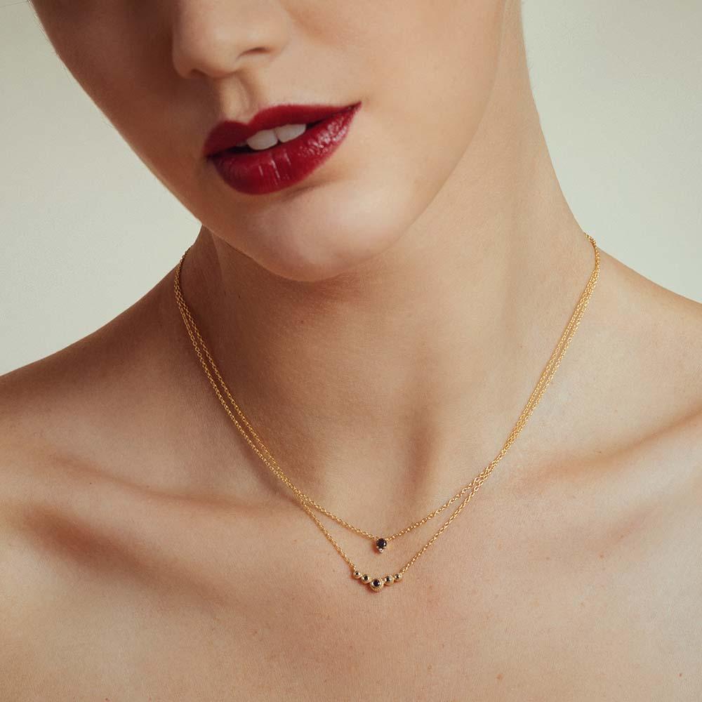 Black diamond and layered diamond necklace