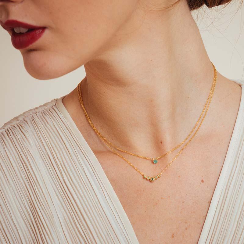 Emerald river necklace and emerald and diamond necklace