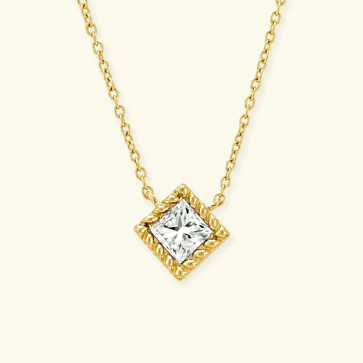 Indrani diamond necklace princess cut yellow gold