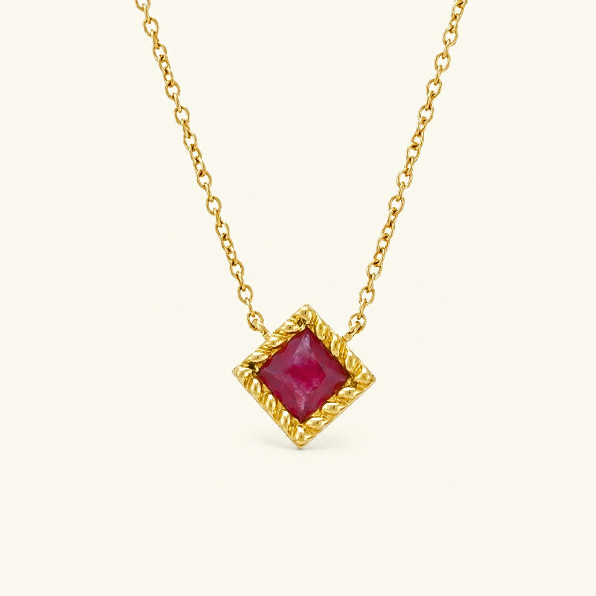 Indrani ruby necklace princess cut yellow gold