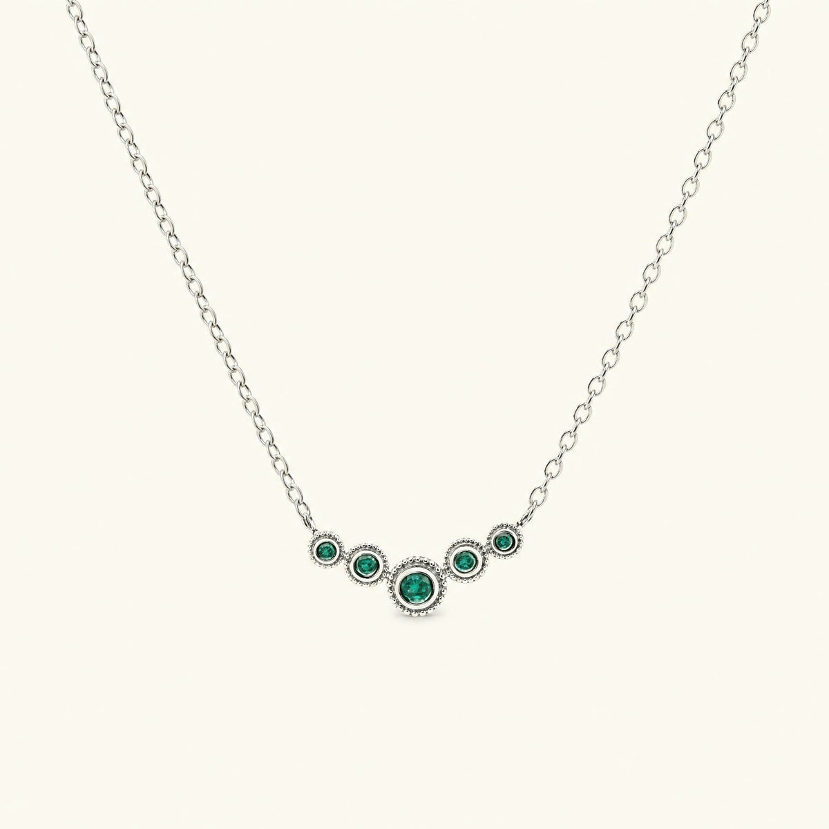 Fine emerald river necklace in white gold