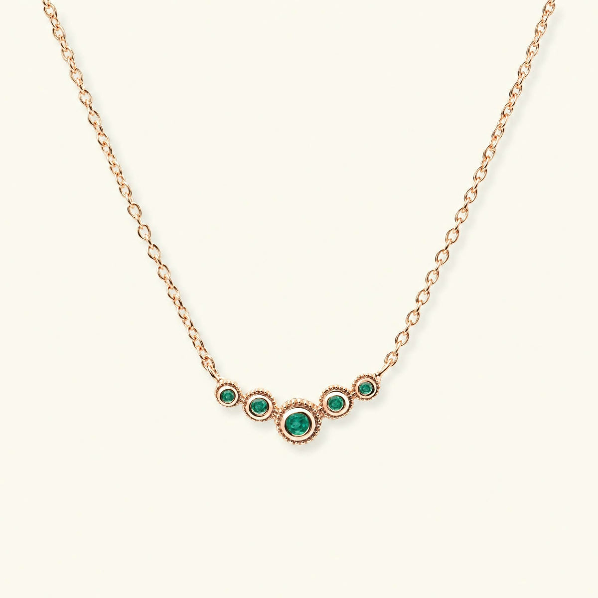 Nadi necklace rose gold emerald for women