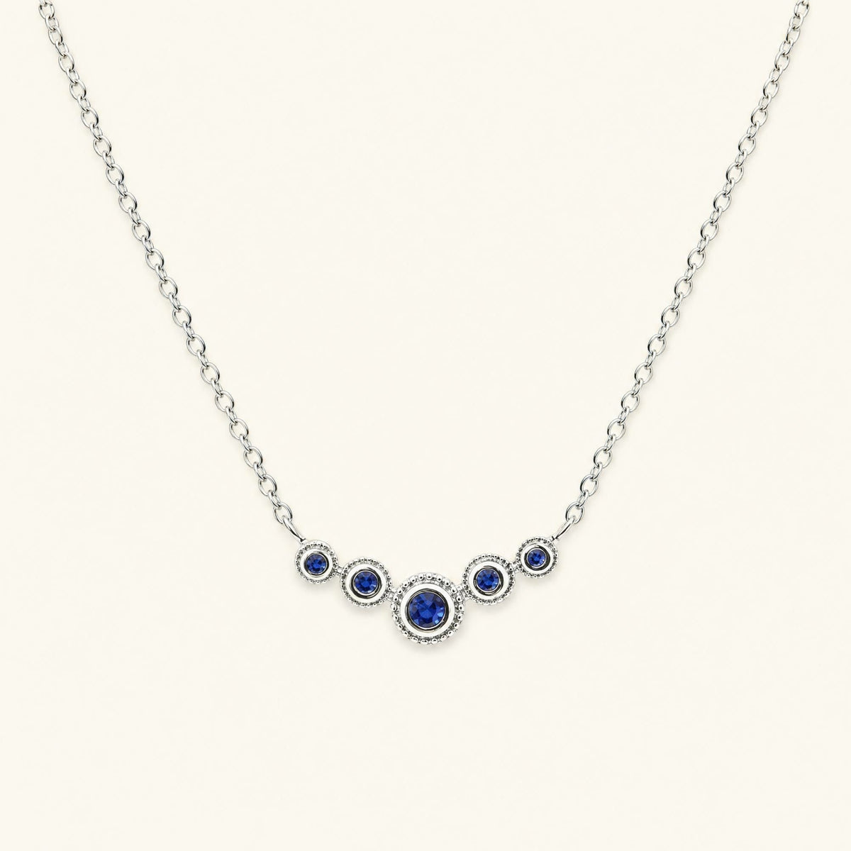 Fine sapphire river necklace in white gold