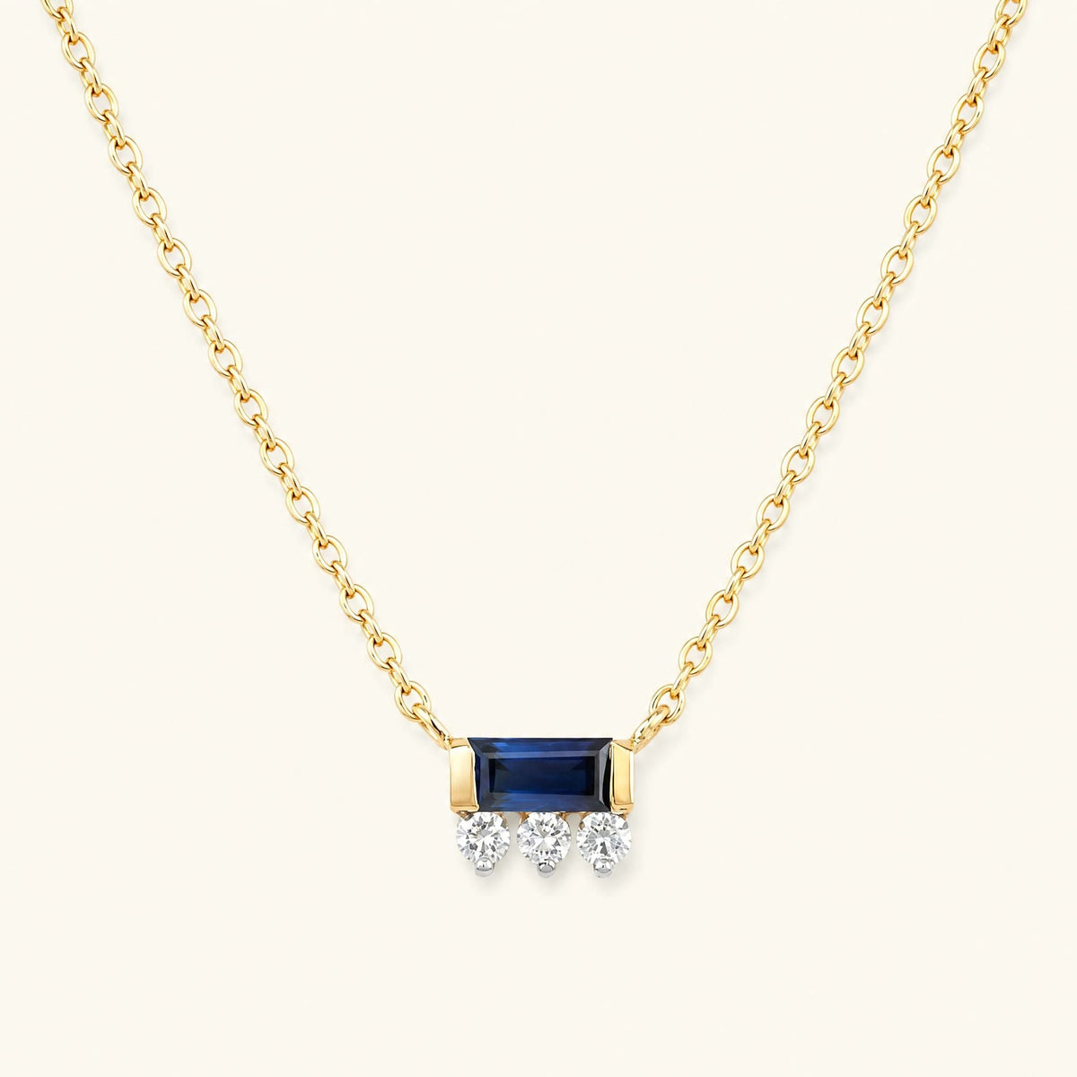 Prana necklace diamond sapphire yellow gold