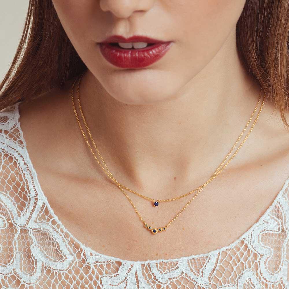 Devi and Nadi necklace in sapphire and diamond vermeil