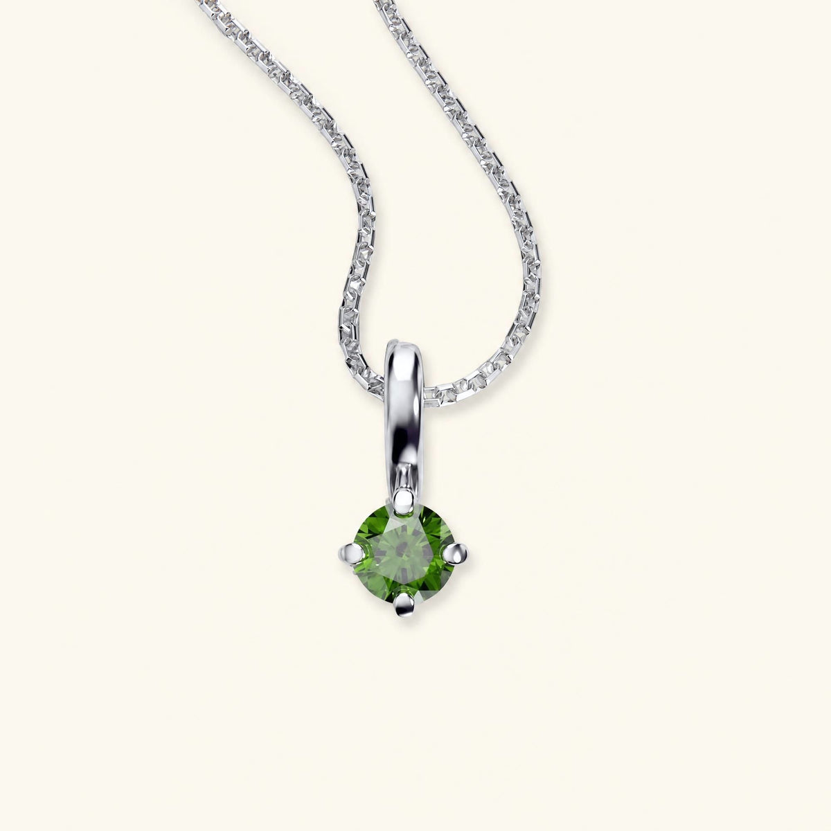 Green diamond necklace in 18K white gold