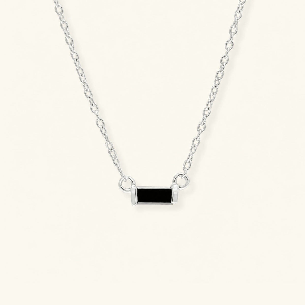 Shanti black diamond baguette necklace - white gold