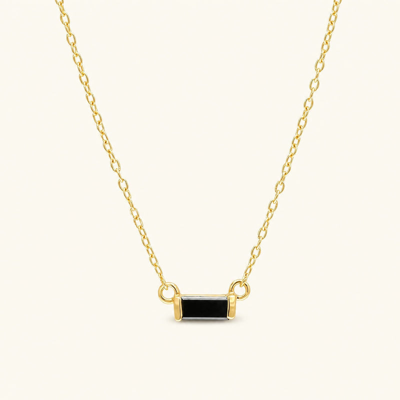 Shanti black diamond baguette necklace