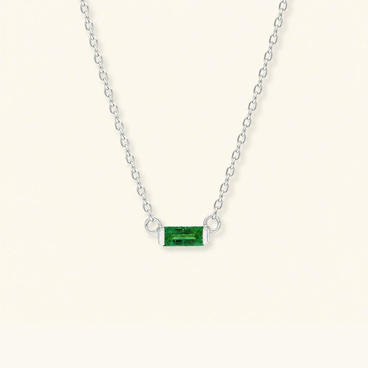 Shanti emerald baguette necklace - white gold