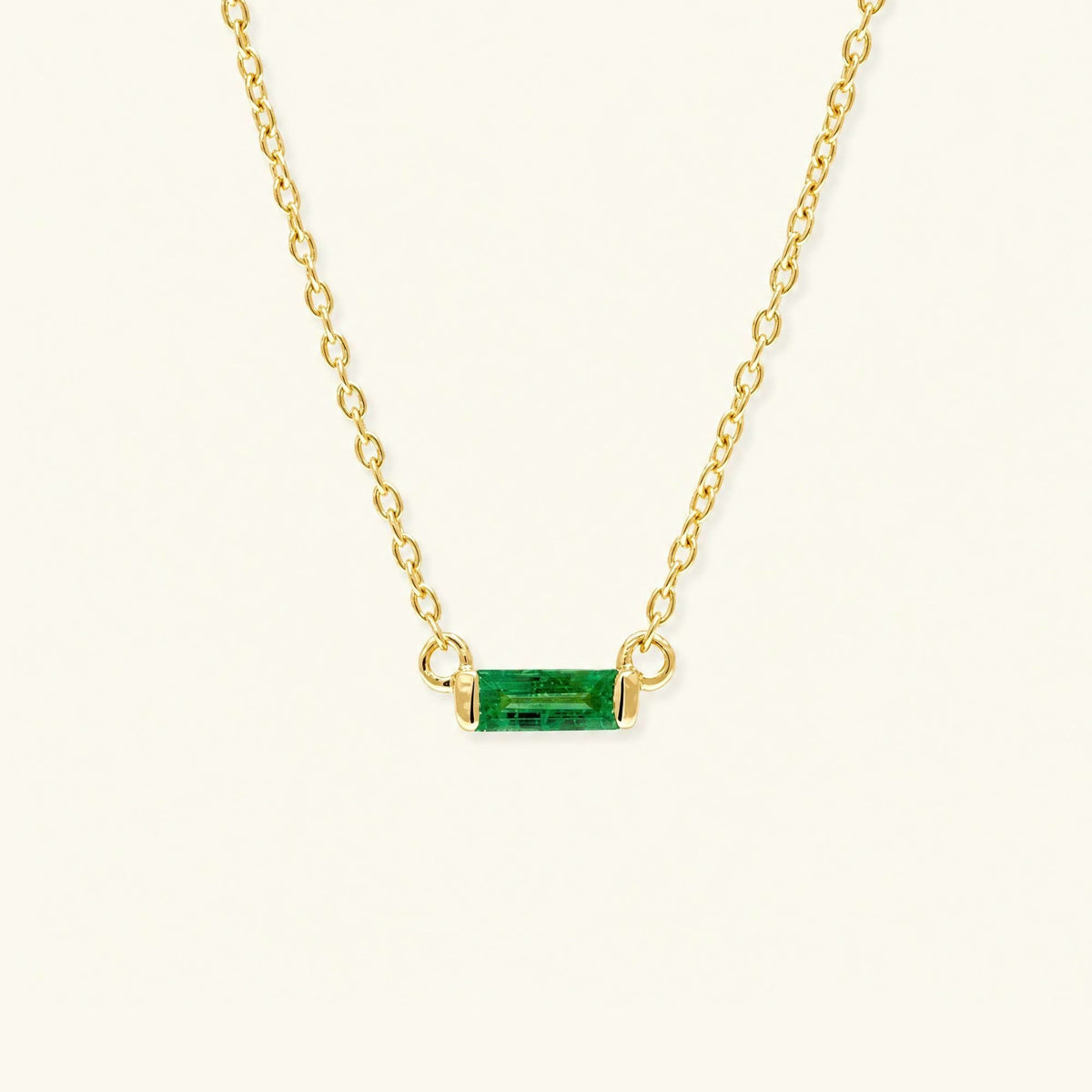 Shanti emerald baguette necklace - yellow gold