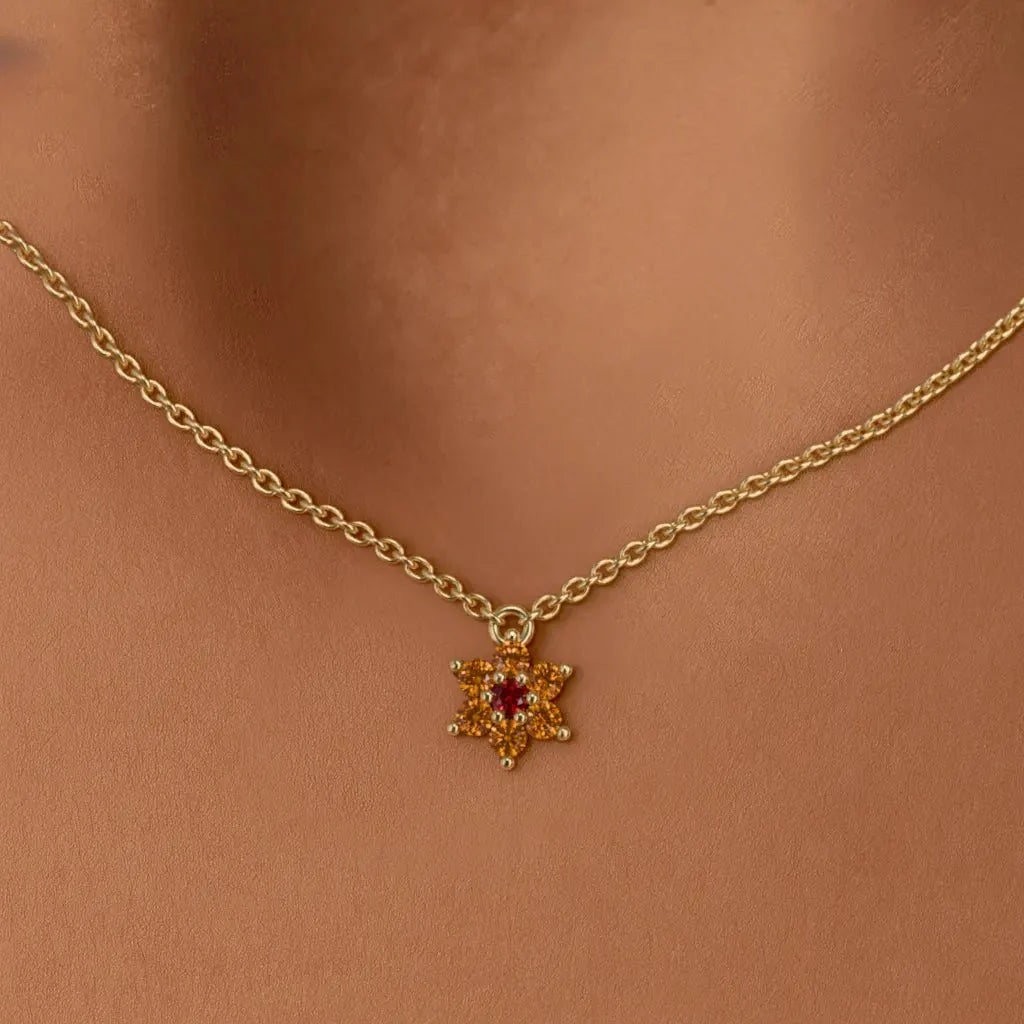 Surya sunset sapphire yellow gold necklace