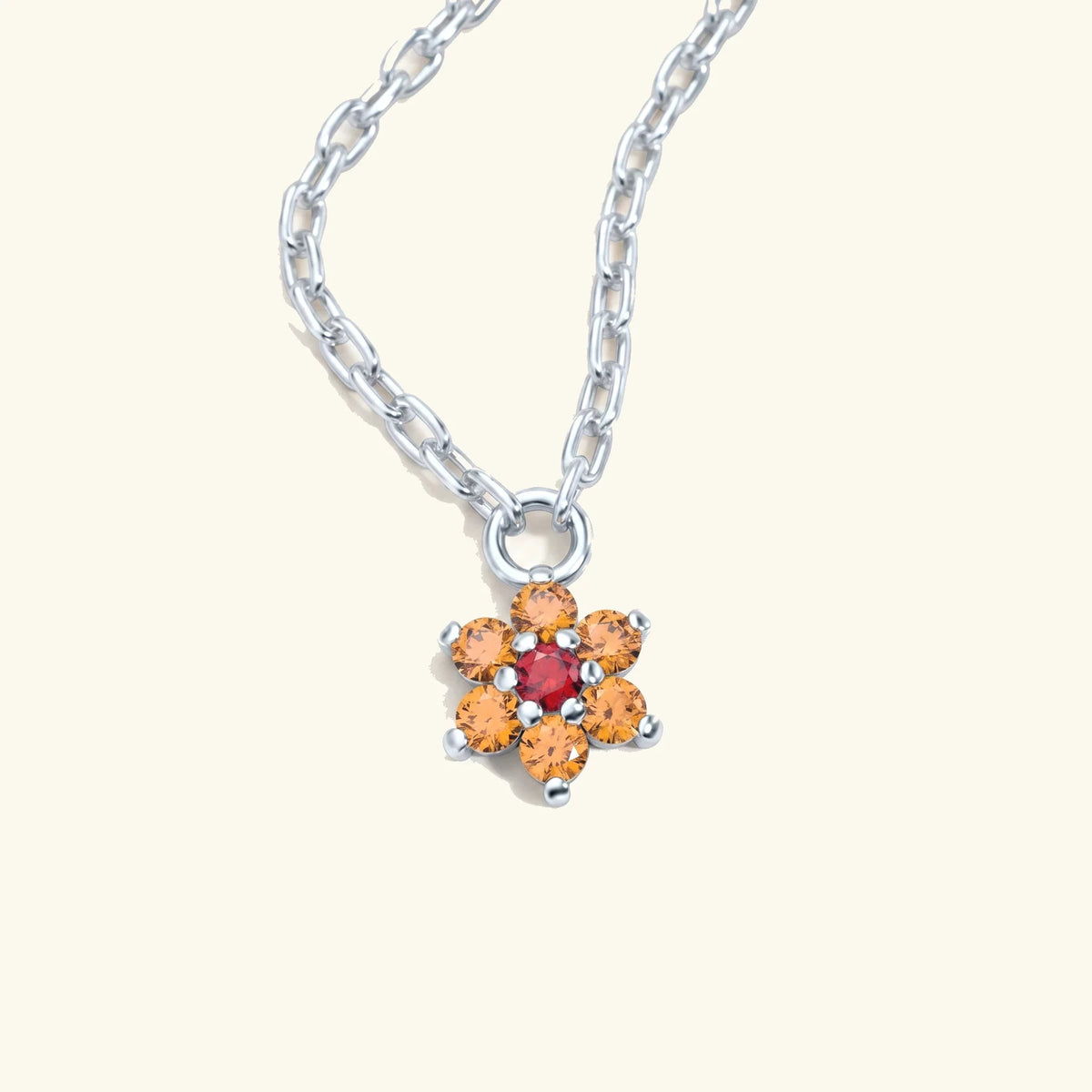 Surya white gold necklace with orange sapphire