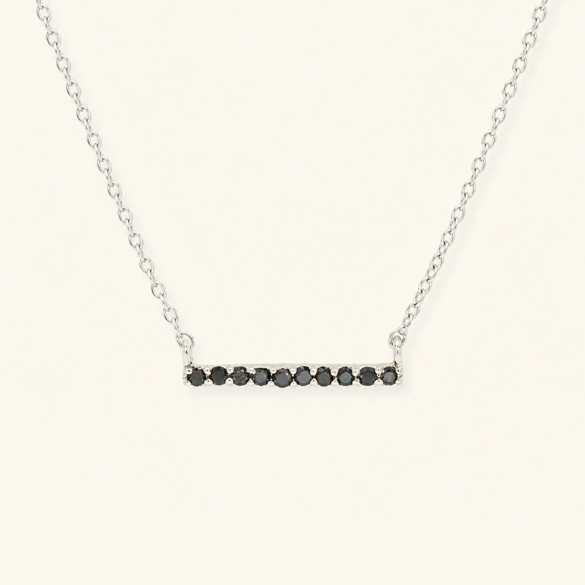 Ujala black diamond bar necklace - white gold