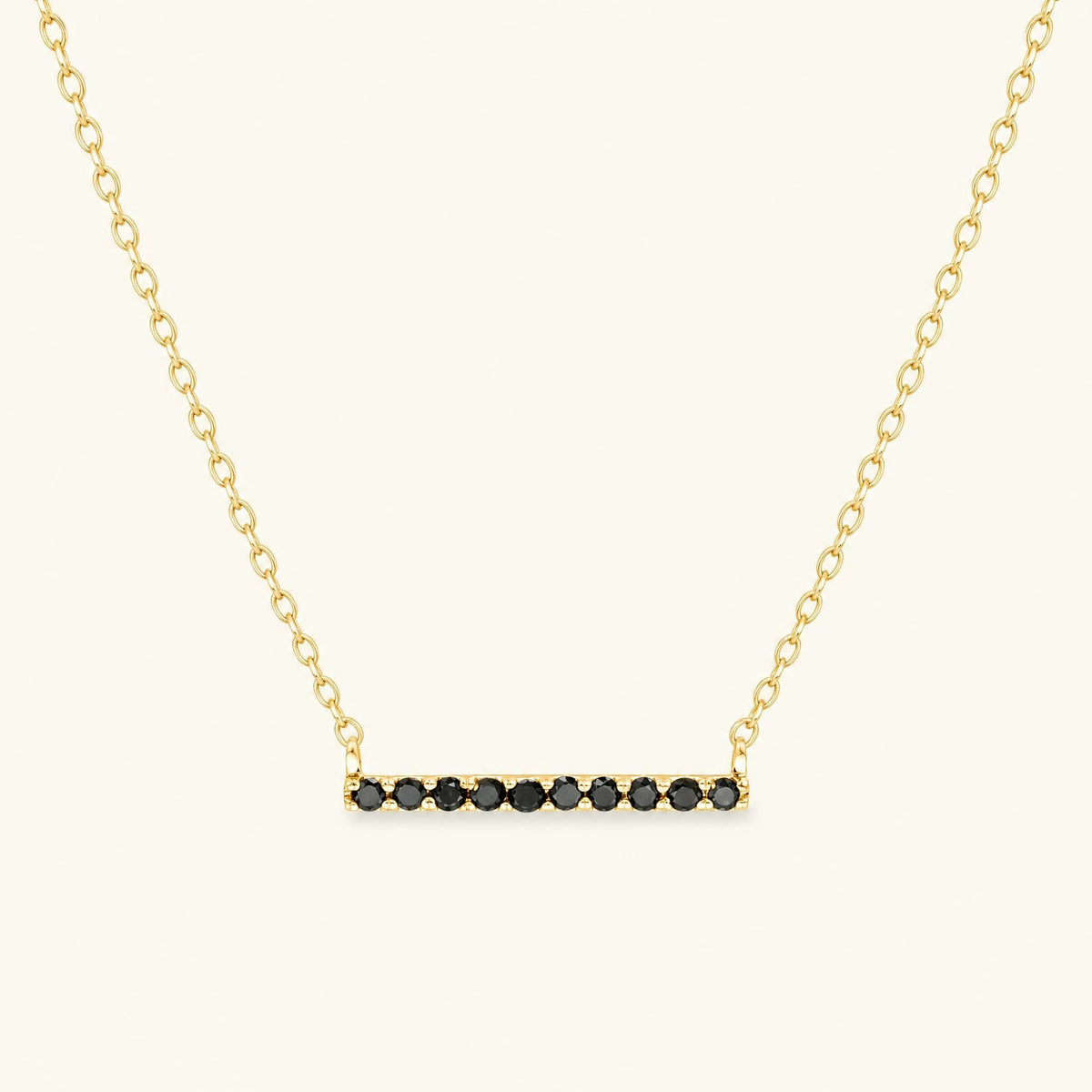 Ujala black diamond bar necklace - yellow gold