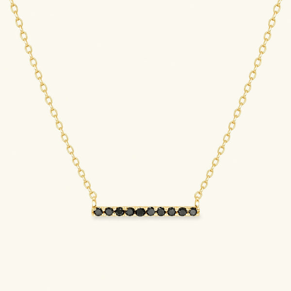 Ujala black diamond bar necklace - yellow gold
