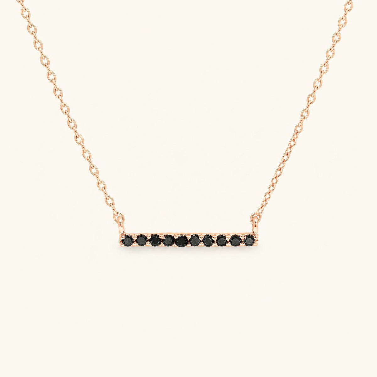 Ujala black diamond bar necklace - rose gold