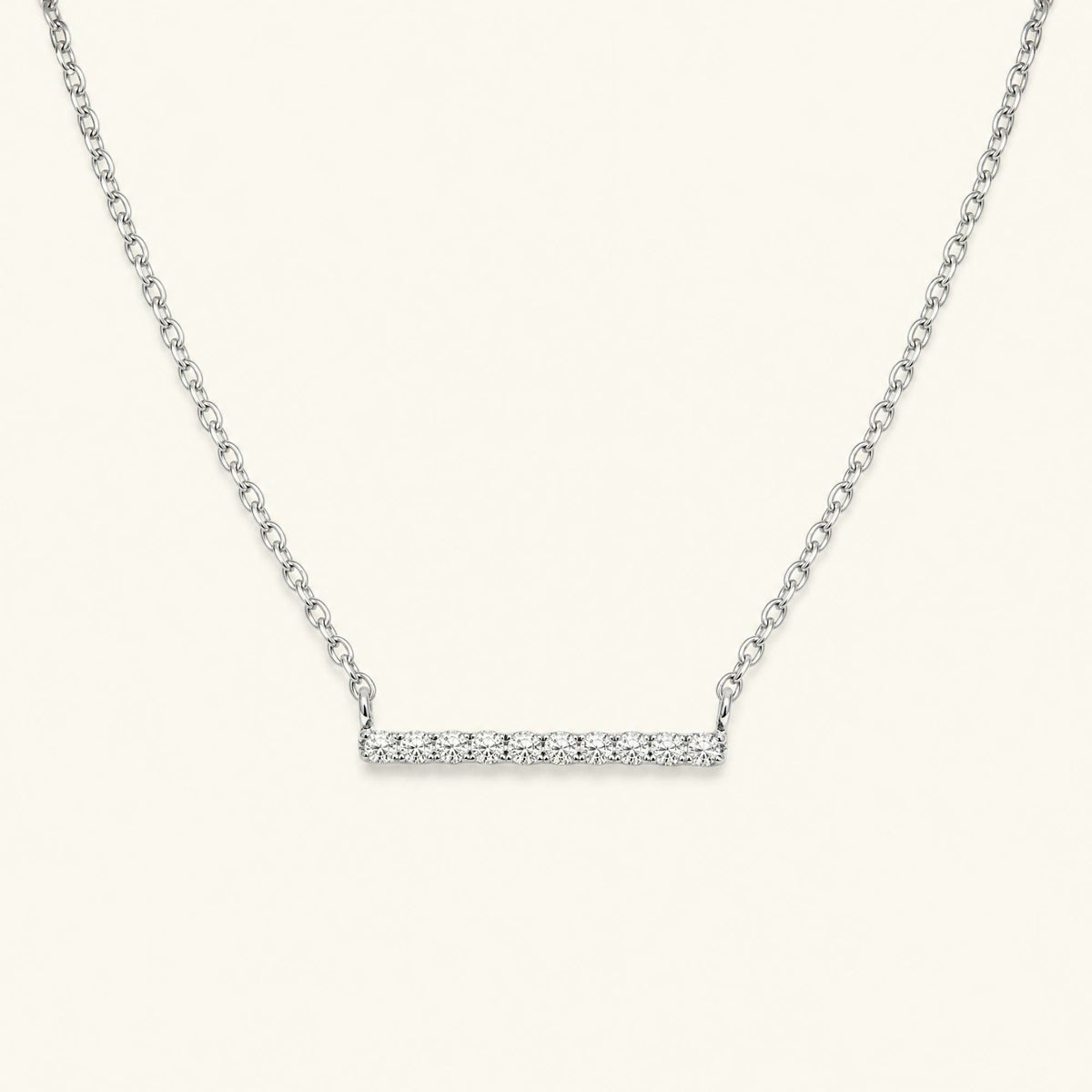 Long bar diamond necklace in white gold