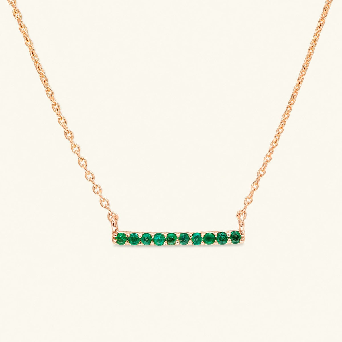 Ujala emerald bar necklace - rose gold