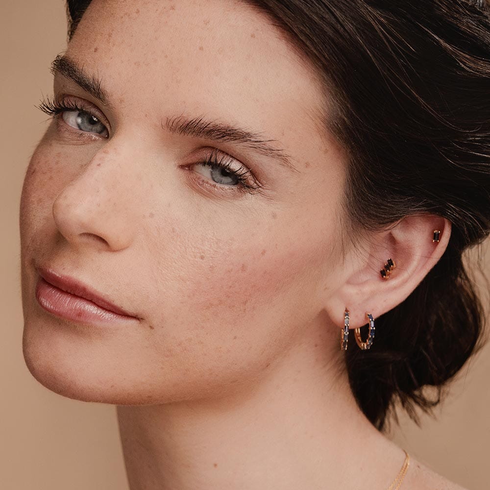 baguette sapphire earring set