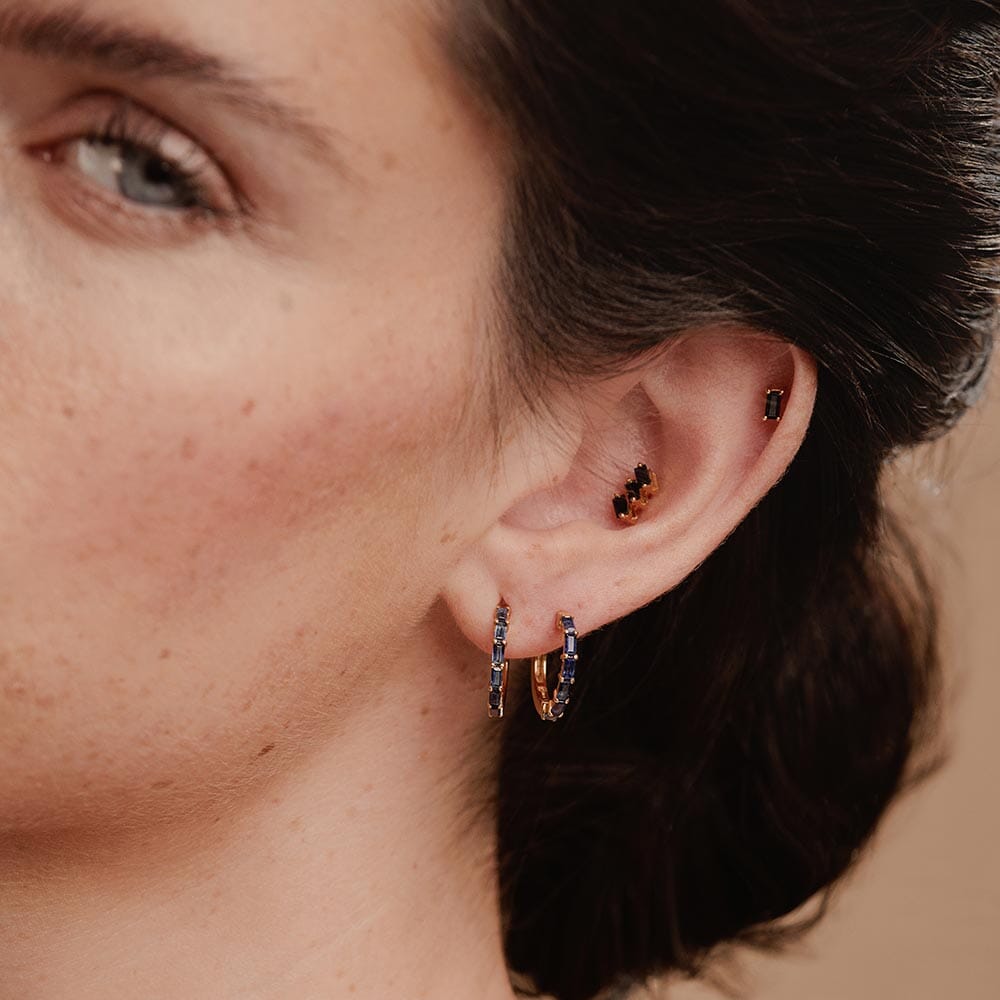 Sapphire baguette cut earrings set