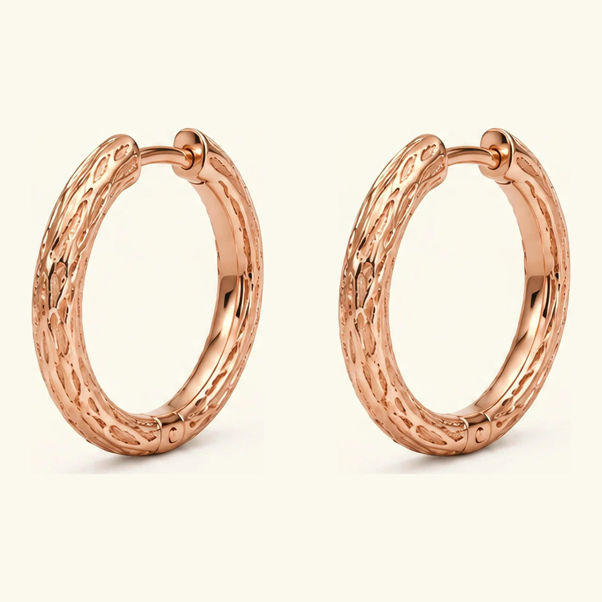 Sobek hoop earrings in 18K rose gold, hoops with crocodile scales