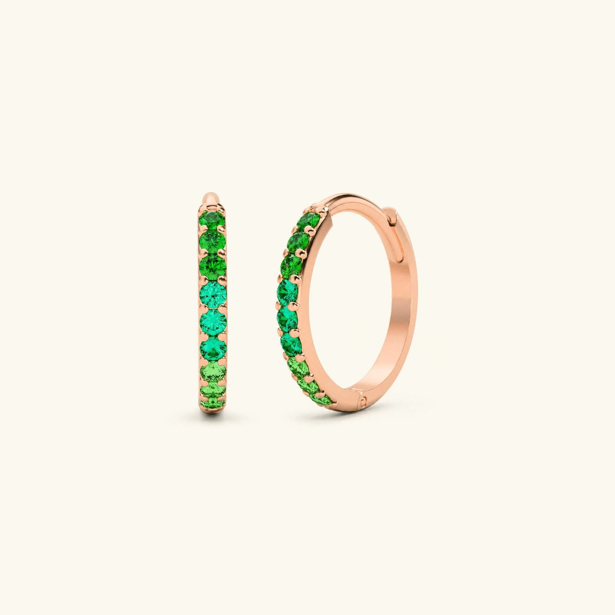 Jyoti Canopy Emerald hoops - rose gold
