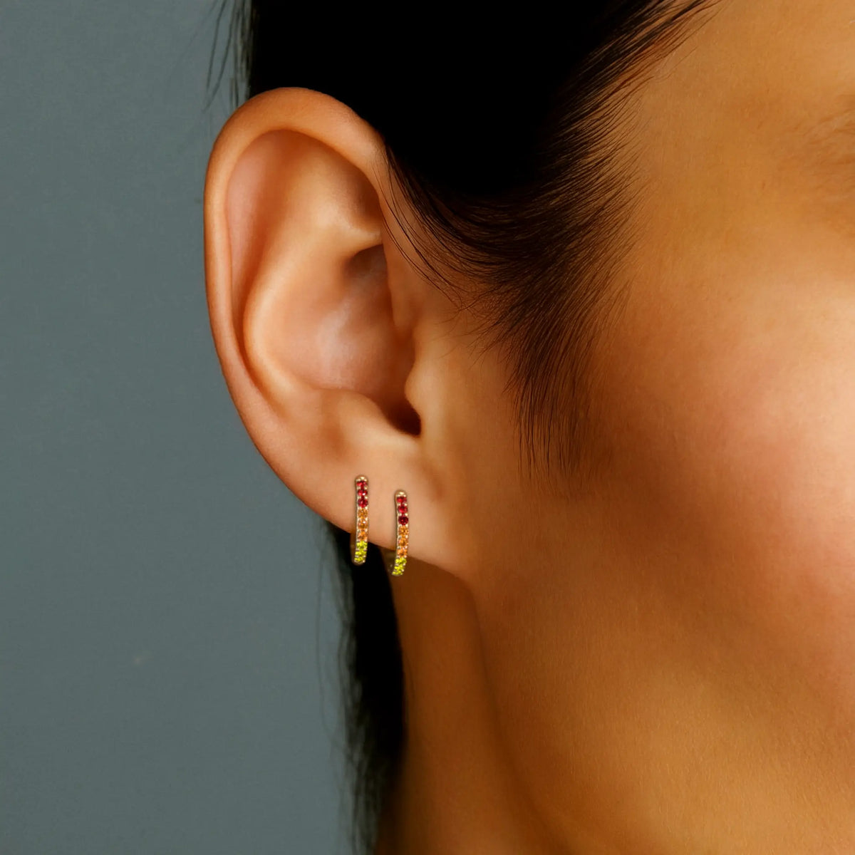 Jyoti hoops sunset sapphire yellow gold