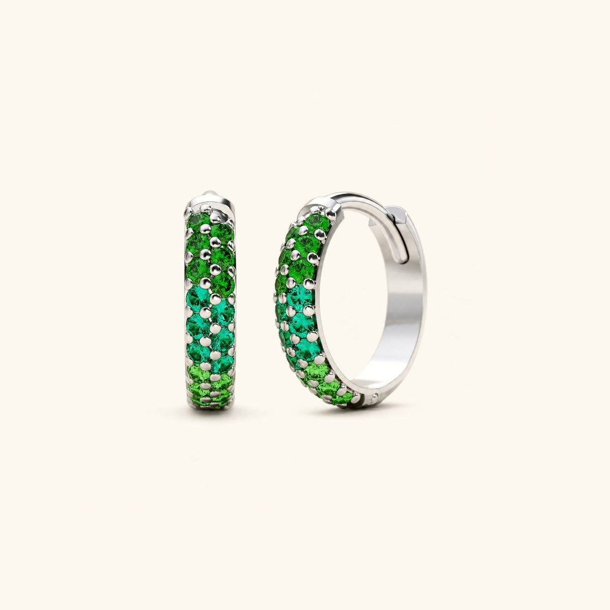 Lavani Canopy Emerald hoops - white gold