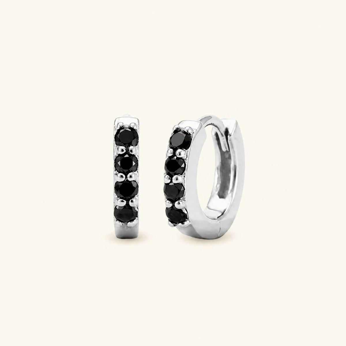 Sumitra hoops black diamond - white gold