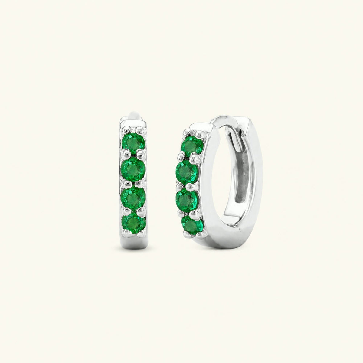 Sumitra hoops Emerald - white gold
