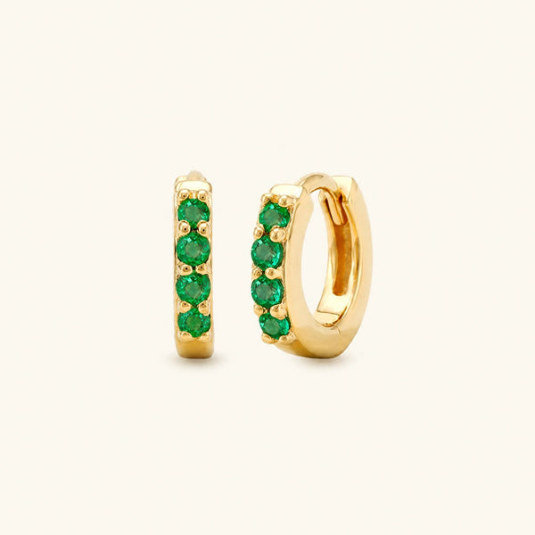 Sumitra hoops emerald - yellow gold