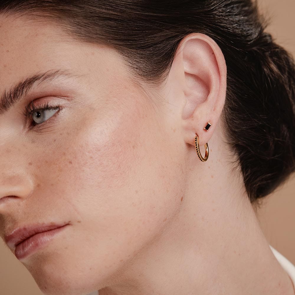 Black Diamond Hoop Earrings